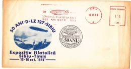 Zeppelins, FIRST FLIGHT OVER SIBIU, VERY RARE POSTMARK ON COVER,1979, ROMANIA - Zeppelin