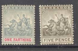 BARBADOS, 1892 (wmk Single Crown CA) 0.25d+5d Fine MM, Cat £10 - Barbades (...-1966)