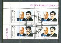 1987 NORTH CYPRUS VISIT OF PRIME MINISTER TURGUT OZAL BLOCK OF 4 MNH ** CTO - Ungebraucht