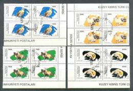 1989 NORTH CYPRUS GAME ANIMALS BLOCK OF 4 MNH ** CTO - Neufs