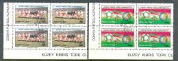 1990 NORTH CYPRUS FIFA WORLD CUP ITALIA '90 FOOTBALL SOCCER BLOCK OF 4 MNH ** CTO - Unused Stamps