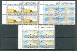 1991 NORTH CYPRUS LIGHTHOUSES BLOCK OF 4 MNH ** CTO - Neufs