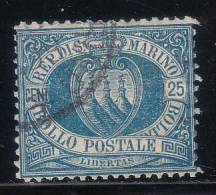 Repubblica Di San Marino - 1894 - 25 C. Azzurro (o) - Usati