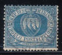 Repubblica Di San Marino - 1894 - 25 C. Azzurro (o) - Oblitérés
