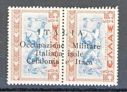 Occ. Italiane Cefalonia E Itaca 1941 N . 11  Coppia 5 + 5 L Bruno E Azzurro MNH Firmato BIONDI - Cefalonia & Itaca