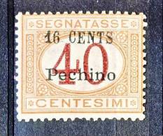 Pechino 1918 RARITA' Segnatasse  SS 4 N. 8 C. 16 Su C. 40 Arancio E Carminio MLH Firmato BIONDI  Cat. € 850 - Peking