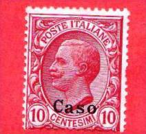 ITALIA - Possedimenti - Egeo - Caso -1912 - Nuovo - Ordinaria - 10 C. • Effigie Di Vittorio Emanuele III Tipo Leoni - Egée (Caso)