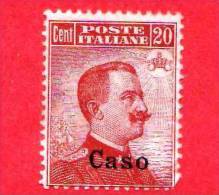 ITALIA - Possedimenti - Egeo - Caso - 1917 - Nuovo - Ordinaria - 20 C. • Effigie Di Vittorio Emanuele III Tipo Michetti - Egeo (Caso)