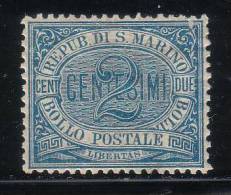Repubblica Di San Marino - 1892 - 2 C. Azzurro MH * Centratura Buona - Neufs
