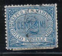 Repubblica Di San Marino - 1892 - 2 C. Azzurro (o) - Used Stamps