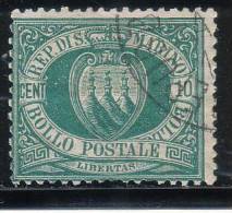 Repubblica Di San Marino - 1892 - 10 C. Verde Azzurro (o) - Usati