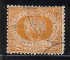 Repubblica Di San Marino - 1892 - 30 C. Giallo Chiaro (o) - Used Stamps