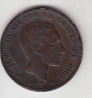 Pièce - Espagne - Diez Centimos - Alfonso XII - 1877 OM - Eerste Muntslagen