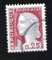 FRANCE Oblitération Ronde Used Stamp Marianne De Decaris 0 F 25 1960 Y&T 1263 - 1960 Marianne De Decaris
