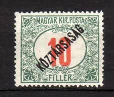 MAGYAR - 1919 YT 49 ** TAXE - Postage Due