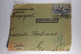 Deutsch-Ostafrica: Front Of Registered Cover Daressalam To Genua Italy, 2x 15 H, 1907, Deutsche-Ostafrikanische Bank - Duits-Oost-Afrika