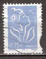 Timbre France Y&T N°3737 (3) Obl. 2e Choix. Marianne De Lamouche 0.75 €. Bleu Ciel. Cote 0.90 € - 2004-2008 Marianne (Lamouche)