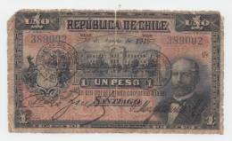 CHILE 1 PESO 1919 G-VG P 15b  15 B - Chili