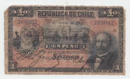 CHILE 1 PESO 1919 G-VG P 15b  15 B - Cile