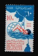 EGYPT / 1963 / SPORT / SWIMMING / MAP / SUEZ CANAL / INTL. SUEZ CANAL SWIMMING RACE / MNH /  VF - Neufs