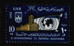 EGYPT / 1963 / TELEVISION FESTIVAL / ALEXANDRIA LIGHTHOUSE / TV RECEIVER / MAP / MNH /  VF - Neufs