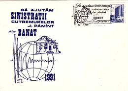HELP EARTHQUAKES FLOODS, ADVERTISING, SPECIAL COVER, 1991, ROMANIA - Lettres & Documents