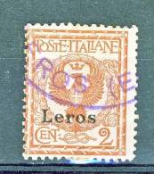 Lero, Isole Egeo 1912 SS 57 N. 1 C. 2 Rosso Bruno USATO - Egée (Lero)