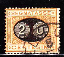 1890-91 REGNO USATO SEGNATASSE MASCHERINA 20 C SU 1 C USATO - Taxe