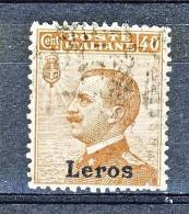 Lero, Isole Egeo 1912 SS 57 N. 6 C. 40 Bruno USATO - Egeo (Lero)