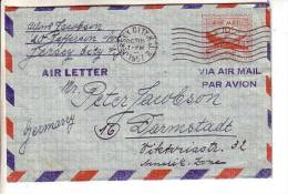 GOOD USA Aerogramme 1951 To GERMANY - 2c. 1941-1960 Briefe U. Dokumente