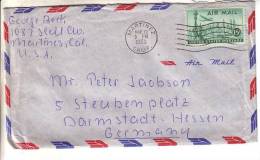 GOOD USA Postal Cover To GERMANY 1953 - Good Stamped: Statue / Airplane - Lettres & Documents