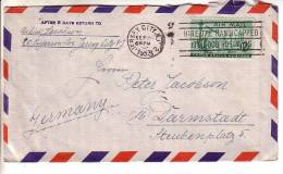 GOOD USA Postal Cover To GERMANY 1953 - Good Stamped: Statue / Airplane - Covers & Documents