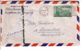 GOOD USA Postal Cover To GERMANY 1953 - Good Stamped: Statue / Airplane - Briefe U. Dokumente