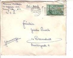 GOOD USA Postal Cover To GERMANY 1952 - Good Stamped: Statue / Airplane - Storia Postale