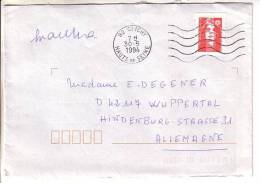 GOOD FRANCE Postal Cover To GERMANY 1994 - Good Stamped: Marianne - Brieven En Documenten
