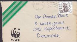 Sweden 1991 Cover Brief To Denmark Insect Beetle Franking WWF Panda Cachet (2 Scans) - Brieven En Documenten