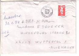 GOOD FRANCE Postal Cover To GERMANY 1993 - Good Stamped: Marianne - Lettres & Documents