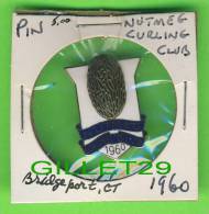 PIN'S - NUTMEG CURLING CLUB 1960 , BRIDGEPORT, CT. - BADGES, LAPEL PIN - - Sport Invernali