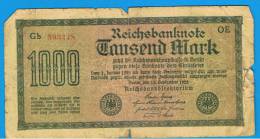 ALEMANIA - GERMANY -  1000 Mark 1922  Circulado P-76 Serie OE - Reichsschuldenverwaltung