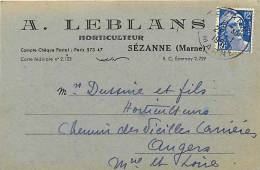 Depts Divers -marne -ref G930- Entreprise A Leblans -horticulteur A Sezanne - Horticulture - Carte Bon Etat  - - Sezanne