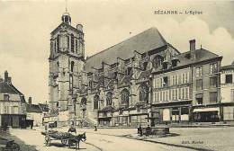 Depts Divers -marne -ref G896- Sezanne - L Eglise - Petit Plan Attelage Ane - Carte Bon Etat  - - Sezanne