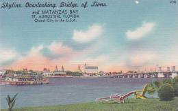 Florida Saint Augustine Skyline Overlooking Bridge Of Lions And Matanzas Bay - St Augustine
