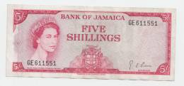 JAMAICA 5 Shillings 1960 (1964) VF+ P 51Ad 51A D (sig. 4) - Jamaica