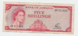 JAMAICA 5 Shillings 1960 (1964) VF P 51Aa 51A A - Giamaica