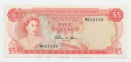 BAHAMAS 5 DOLLARS L. 1974 AXF P 37b  37 B - Bahama's