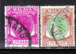 Malaya Penang 1954-44 QE 2v Queen Elizabeth Used - Penang