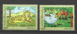 INDIA, 2009, Children´s Day, Fauna  Set Of  2, Tiger, Art, Paintings, MNH,(**) - Unused Stamps