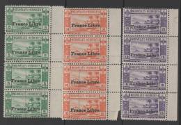 NOUVELLES HEBRIDES Cérés N° 124 125 126 En Bande De 4 Expl. (**) France Libre (cote XXX) New - Unused Stamps