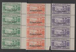 NOUVELLES HEBRIDES Cérés N° 124 125 126 En Bande De 4 Expl. (**) France Libre (cote XXX) New - Neufs