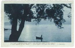 CARTOLINA - PANORAMA DI LAGO CON POESIA G. BERTACCHI - BARCA CON PESCATORE  - VIAGGIATA NEL 1915 - ANNULLO TOLFA - Panoramic Views